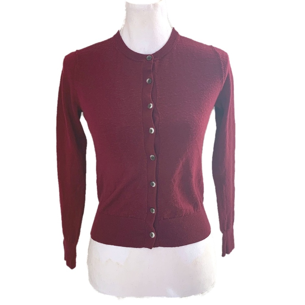 Uniqlo Burgandy Button Down Cardigan Sweater